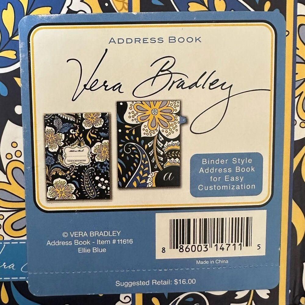 Vera Bradley Address Book Binder Style Ellie Blue Pattern Item #11616 NEW - Picture 6 of 7